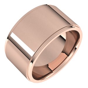 18K Yellow Or White Or Rose Gold Stepped-Edge Comfort-Fit Flat Band