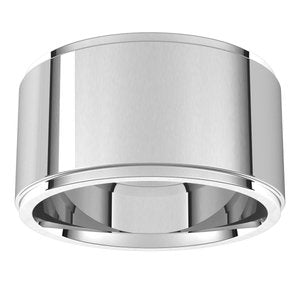 14K X1 White Gold Stepped-Edge Comfort-Fit Flat Band