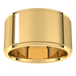 18K Yellow Or White Or Rose Gold Stepped-Edge Comfort-Fit Flat Band