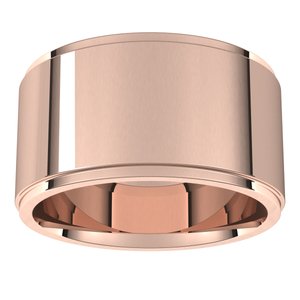 18K Yellow Or White Or Rose Gold Stepped-Edge Comfort-Fit Flat Band
