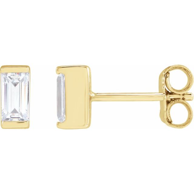 14K Yellow Or White Or Rose Gold Straight Baguette Vs, G-H Friction Polished Lab-Grown Diamond Earrings