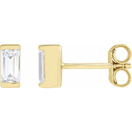 14K Yellow Or White Or Rose Gold Straight Baguette Vs, G-H Friction Polished Lab-Grown Diamond Earrings