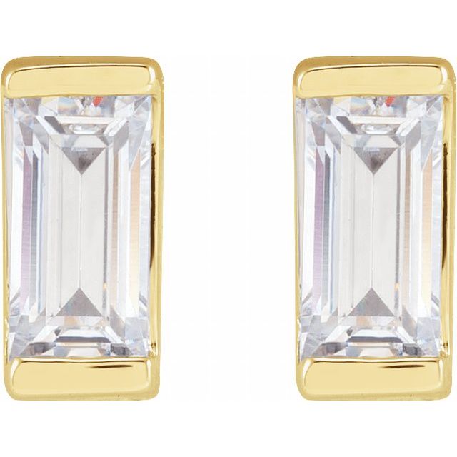 14K Yellow Or White Or Rose Gold Straight Baguette Vs, G-H Friction Polished Lab-Grown Diamond Earrings