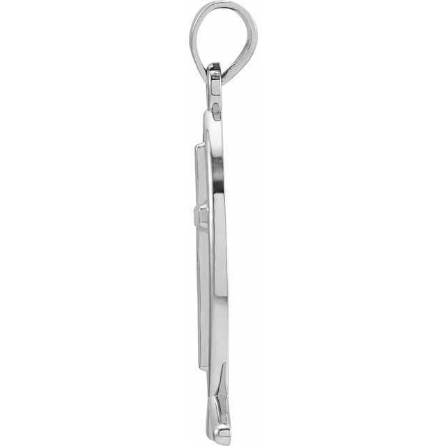 14K White Gold 14 X 6 Mm Polished Fish With Cross Pendant