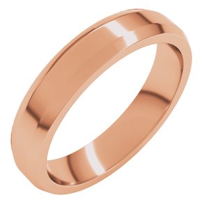 18K Yellow Or White Or Rose Gold Lightweight Beveled-Edge Flat Band