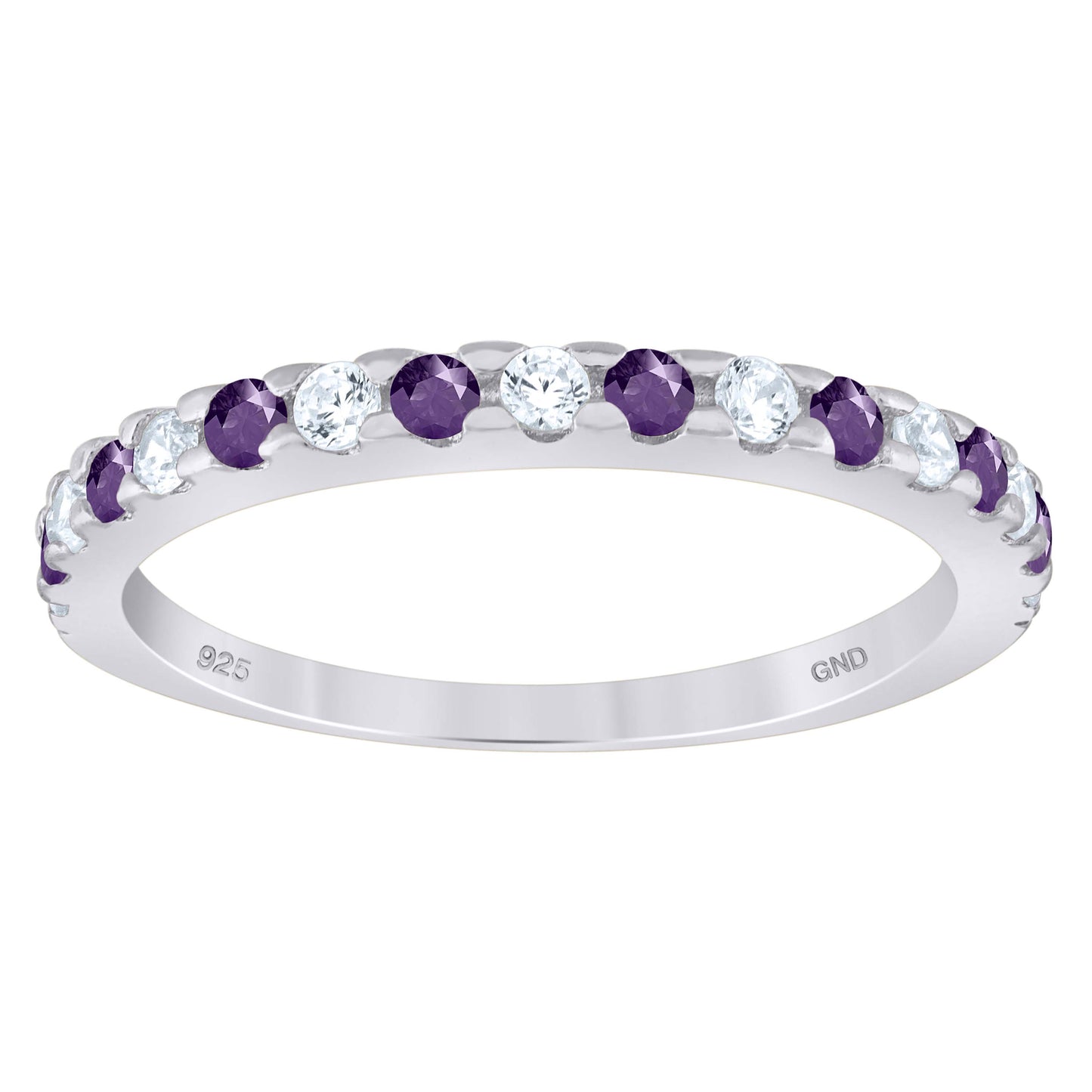 Sterling Silver Women's White Purple Cubic-Zirconia Bridal Anniversary Wedding Engagement Band Ring
