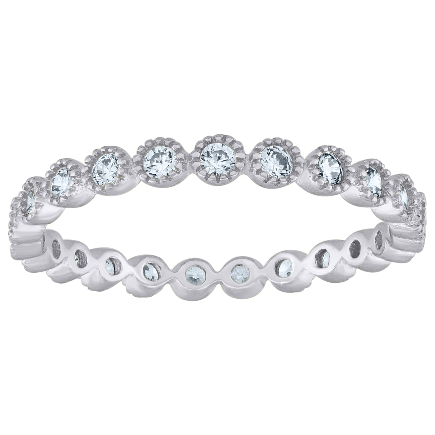 Sterling Silver Women's Cubic-Zirconia Bridal Anniversary Wedding Engagement Band Ring