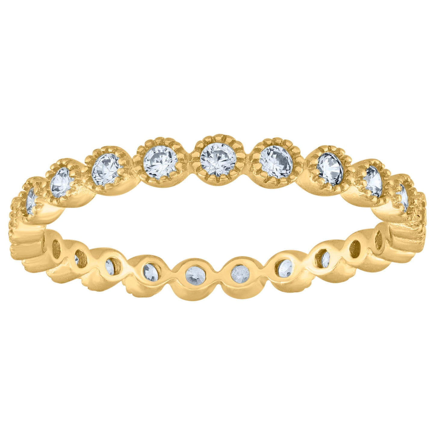Sterling Silver Yellow-Tone Women's Cubic-Zirconia Bridal Anniversary Wedding Engagement Band Ring