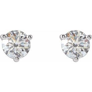 14K White Gold Round 4Mm Si1-Si2, Gh 1/2 Ctw Lab-Grown Diamond 3-Prong Friction Back Earrings