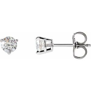 14K White Gold Round 4Mm Si1-Si2, Gh 1/2 Ctw Lab-Grown Diamond 3-Prong Friction Back Earrings