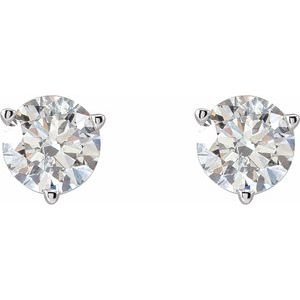14K White Gold Round 5Mm Si1-Si2, Gh 1 Ctw Lab-Grown Diamond 3-Prong Friction Back Earrings