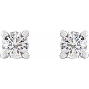 14K White Gold Round 2.5 Mm 1/8 Ctw Lab-Grown Diamond U-Prong Earrings