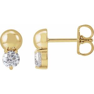 14K Yellow Gold Round 3.5 Mm 1/3 Ctw Lab Grown Diamond Solitaire Bead Earrings