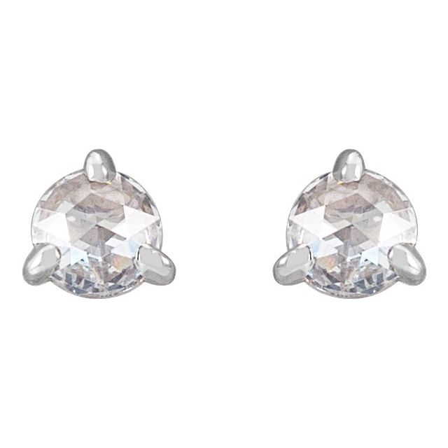 14K Yellow Or White Or Rose Gold Round Vs/Si1, Ghi Friction Back 3-Prong Polished Natural Diamond Claw-Prong Rose-Cut Earrings