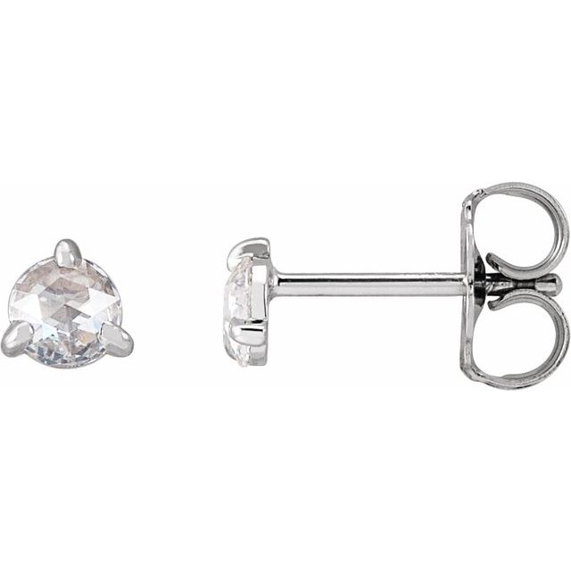 14K Yellow Or White Or Rose Gold Round Vs/Si1, Ghi Friction Back 3-Prong Polished Natural Diamond Claw-Prong Rose-Cut Earrings