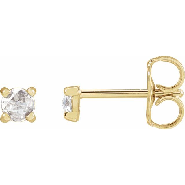 14K Yellow Gold Round Pair 3Mm Vs/Si1, Ghi Friction 4-Prong Polished 1/8 Ctw Natural Diamond Rose-Cut 4-Prong Claw-Prong Earrings