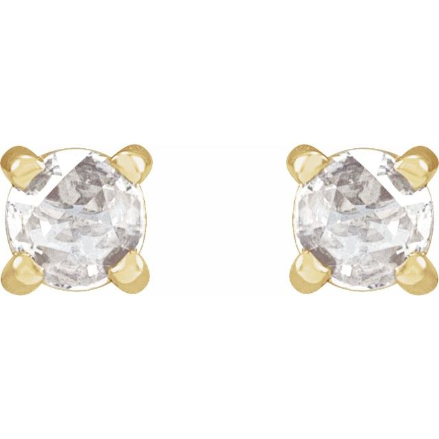 14K Yellow Gold Round Pair 3Mm Vs/Si1, Ghi Friction 4-Prong Polished 1/8 Ctw Natural Diamond Rose-Cut 4-Prong Claw-Prong Earrings