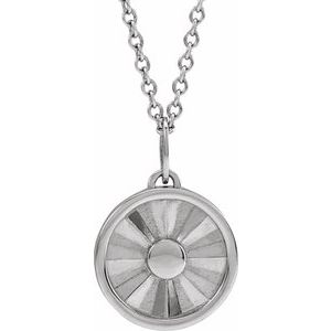 14K White Gold 11.23 X 10 Mm 16-18 In Polished Sun Disc Necklace