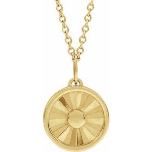 14K Yellow Gold 11.23 X 10 Mm 16-18 In Polished Sun Disc Necklace