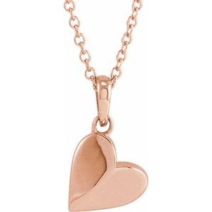 14K Rose Gold 9.89 X 7.65 Mm 16-18 In Polished Heart Necklace