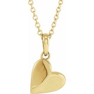 14K Yellow Gold 9.89 X 7.65 Mm 16-18 In Polished Heart Necklace