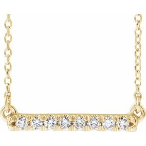 14K Yellow Gold Round 1.7Mm F+ Vs French-Set Bar Necklace, Length: 18 In