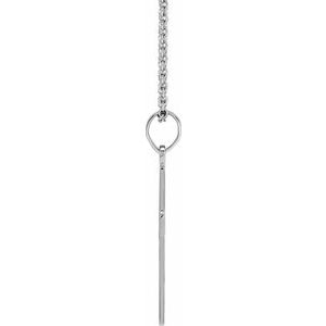 14K White Gold Round 18 X 12 Mm 1.3Mm Gh I1 .01 Ct Natural Diamond Cross Necklace, Length: 18 In