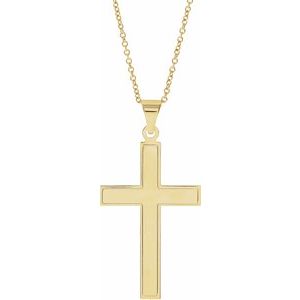 14K Yellow Gold 28 X 18 Mm 18 In Polished Cross Necklace
