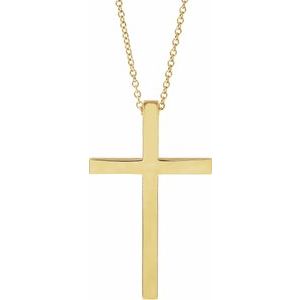 14K Yellow Gold 29.5 X 18.2 Mm 18 In Polished Cross Necklace