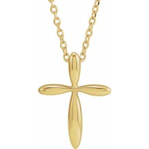 14K Yellow Gold 14.6 X 11.2 Mm 16-18 In Polished Cross Necklace