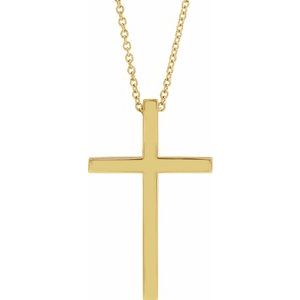 14K Yellow Gold 25.7 X 15.7 Mm 18 In Polished Cross Necklace