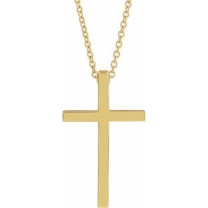 14K Yellow Gold 21.7 X 13.5 Mm 18 In Polished Cross Necklace