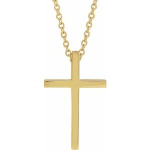 14K Yellow Gold 17.4 X 11.1 Mm 18 In Polished Cross Necklace