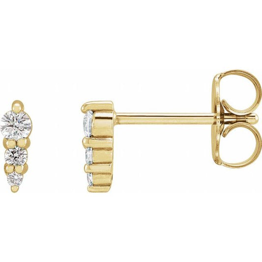 14K Yellow Or White Gold 3-Stone 2Mm I1, Gh Polished .08 Ctw Natural Diamond Three-Stone Graduated Earrings