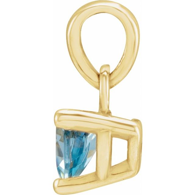 14K Yellow Gold Trillion  5 X 5 X 5 Mm Polished Natural Aquamarine Solitaire Pendant