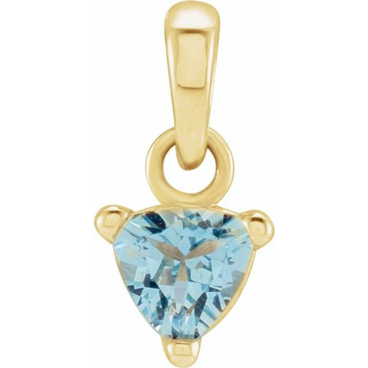 14K Yellow Gold Trillion  5 X 5 X 5 Mm Polished Natural Aquamarine Solitaire Pendant
