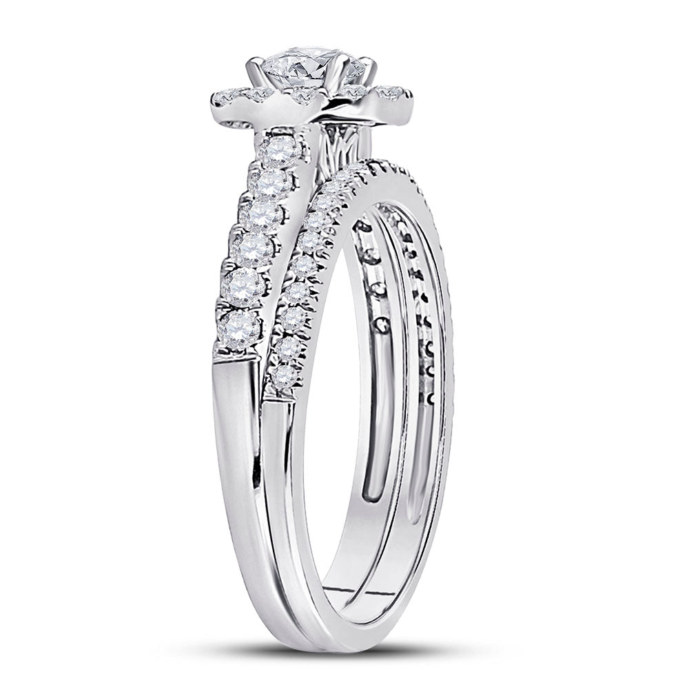14K White Gold Round Diamond Bridal Wedding Ring Band Set 1 Cttw, Womens Size: 5-10