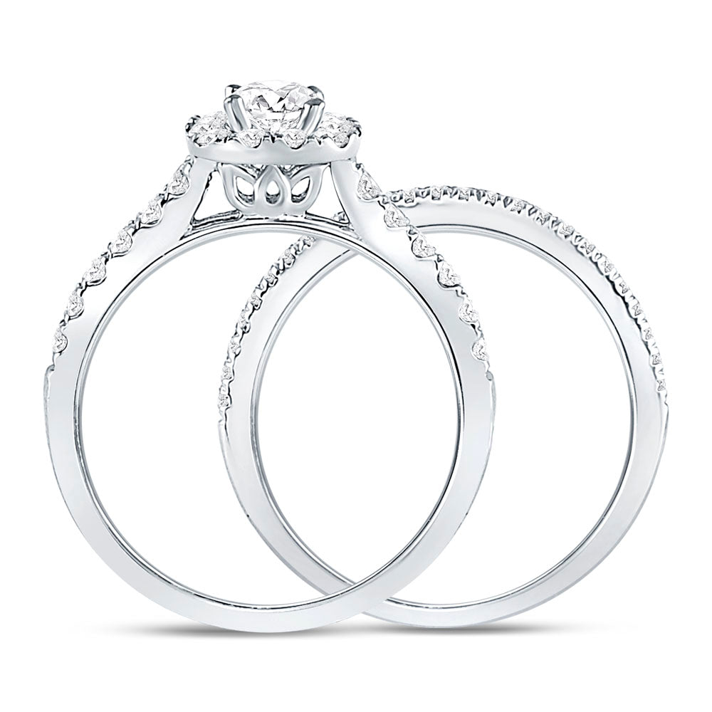 14K White Gold Round Diamond Bridal Wedding Ring Band Set 1 Cttw, Womens Size: 5-10