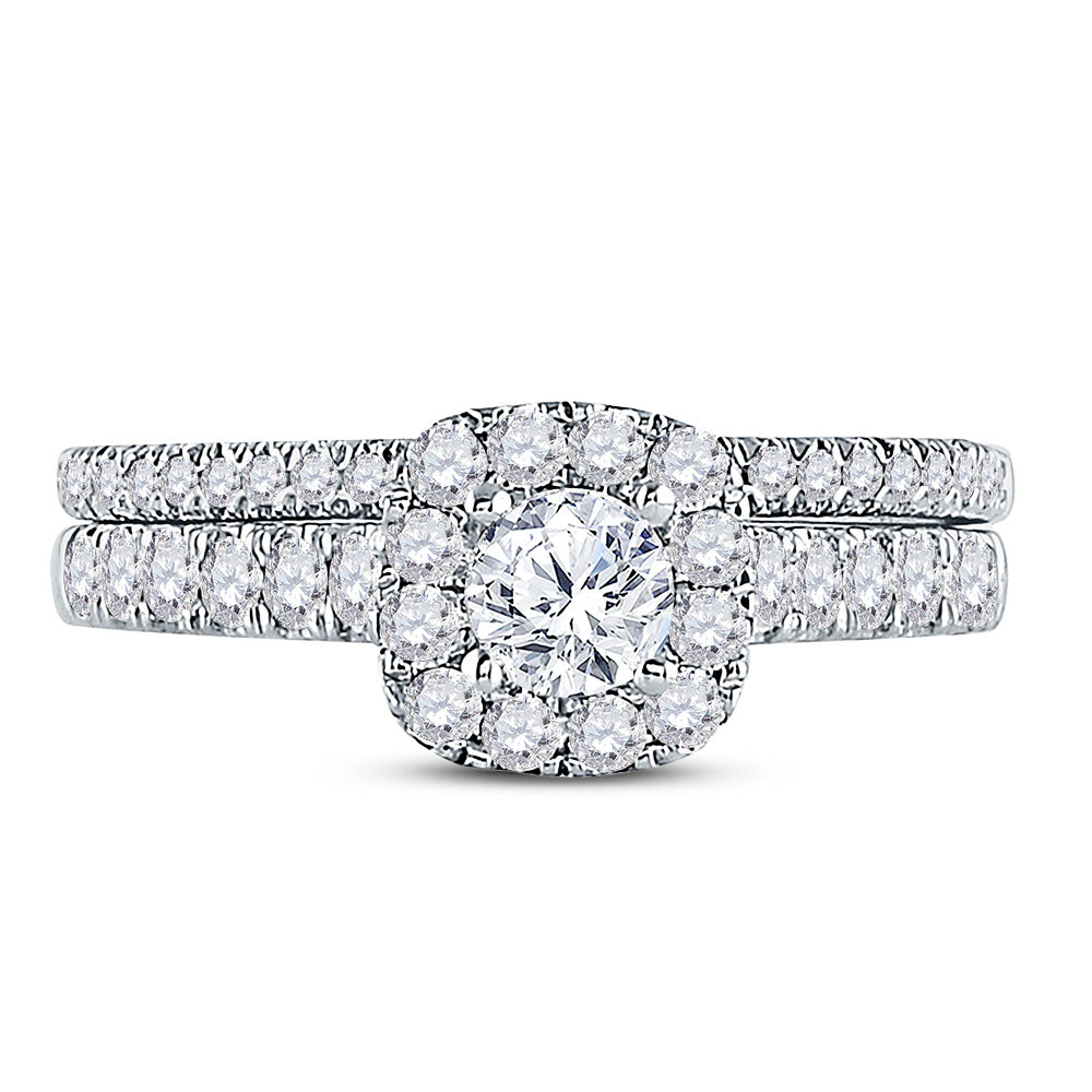 14K White Gold Round Diamond Bridal Wedding Ring Band Set 1 Cttw, Womens Size: 5-10