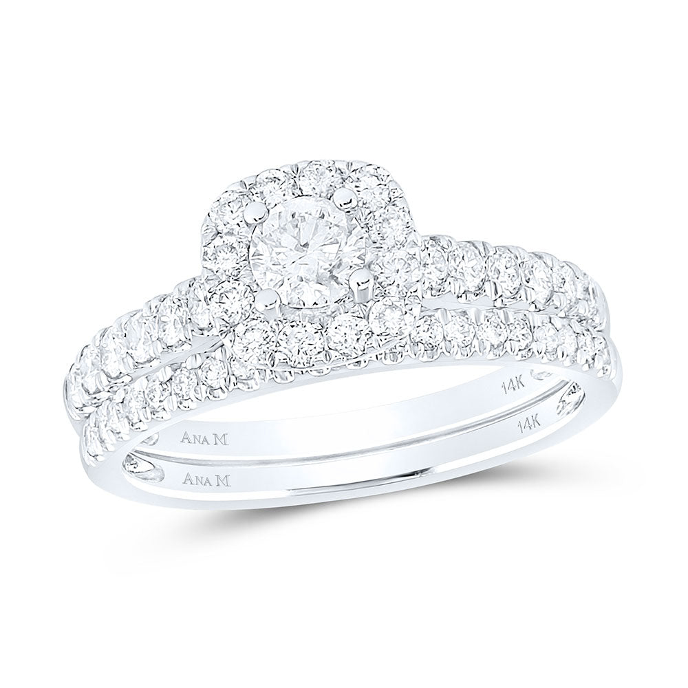 14K White Gold Round Diamond Bridal Wedding Ring Band Set 1 Cttw, Womens Size: 5-10