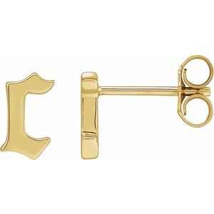 14K Yellow Gold Gothic Initial C Earring