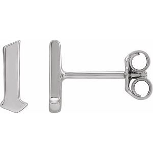 14K White Gold Gothic Initial L Earring
