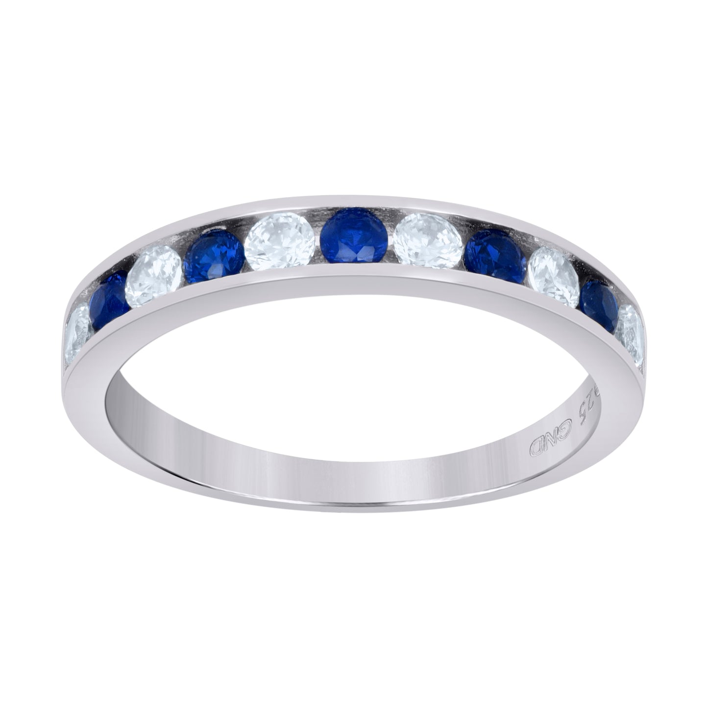 Sterling Silver Womens Blue White Cubic-Zirconia Fashion Bridal Anniversary Wedding Engagement Band Ring