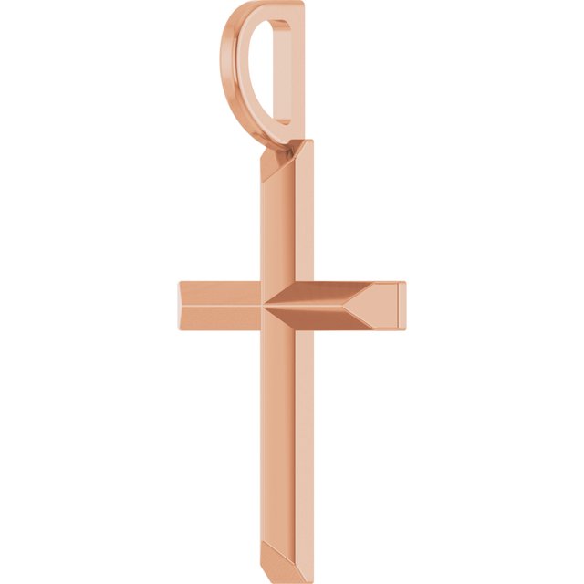 14K Rose Gold Or Platinum Polished Knife Edge Cross Pendant