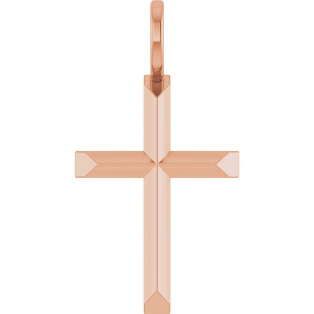 14K Rose Gold Or Platinum Polished Knife Edge Cross Pendant
