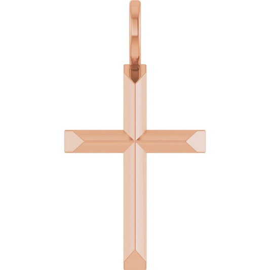 14K Rose Gold Or Platinum Polished Knife Edge Cross Pendant