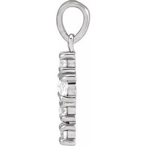 14K White Gold Round 2.5Mm Ghi Vs/Si1 1/4 Ctw Natural Diamond Rosecut Cross Pendant