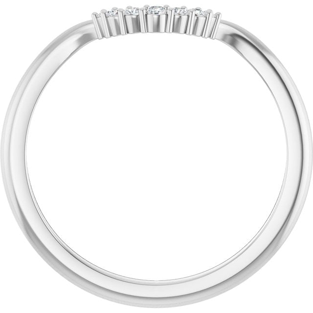 14K White Gold Oval Si2-Si3, G-H Polished .05 Ctw Natural Diamond Matching Band, Size 7