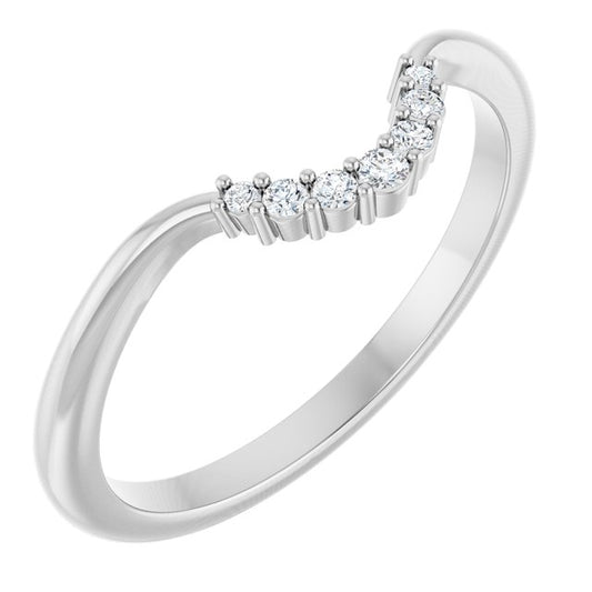 14K White Gold Oval Si2-Si3, G-H Polished .05 Ctw Natural Diamond Matching Band, Size 7