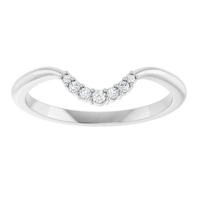 14K White Gold Oval Si2-Si3, G-H Polished .05 Ctw Natural Diamond Matching Band, Size 7